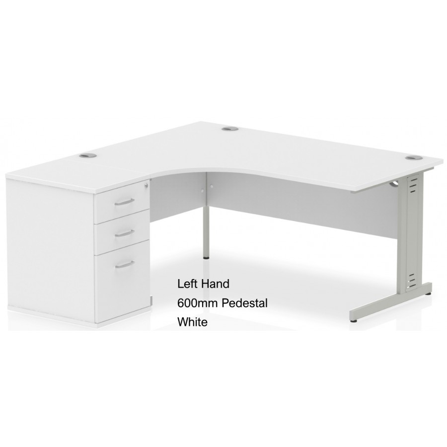 Rayleigh Left Hand Cable Managed Desk and Pedestal Set